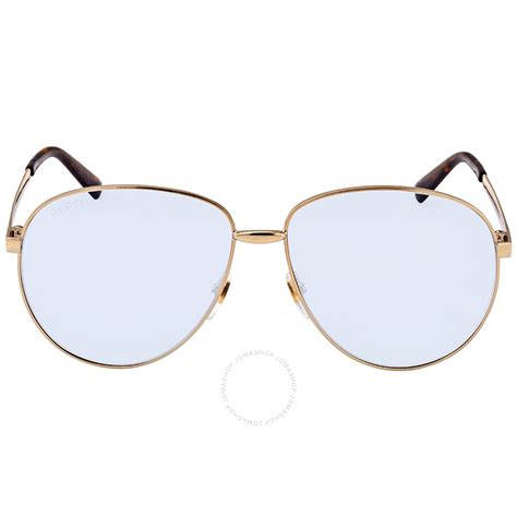 Gucci Light Blue Pilot Unisex Sunglasses GG0138S 004 61